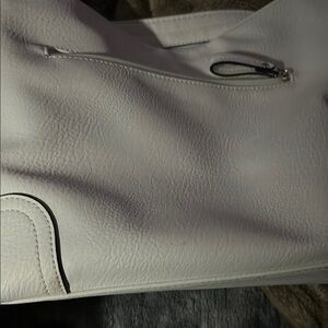White Structured Leather Shoulder Bag with Minimalist Design